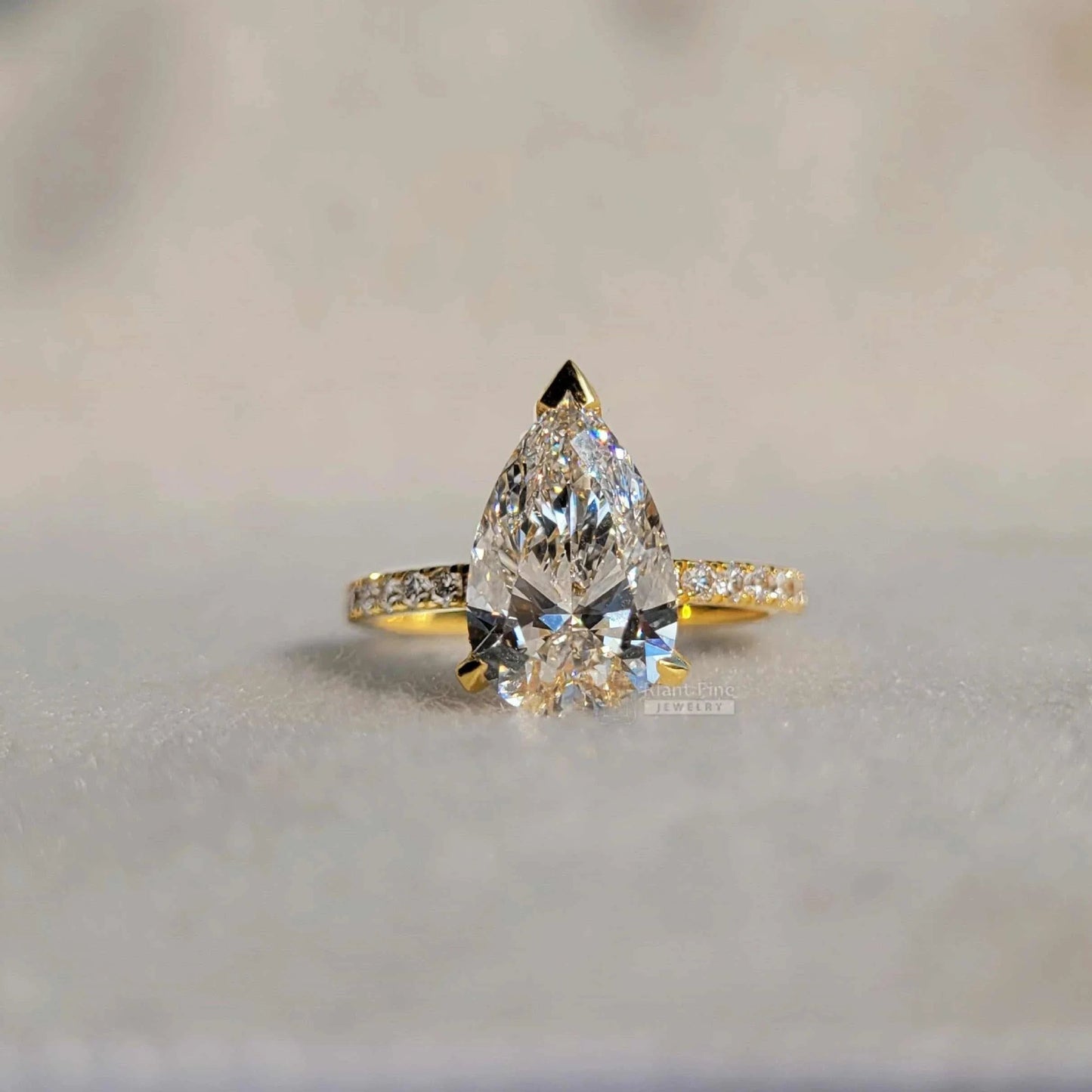 Hidden Halo Pear Cut Lab Diamond Engagement Ring - Riant Fine Jewelry LLC