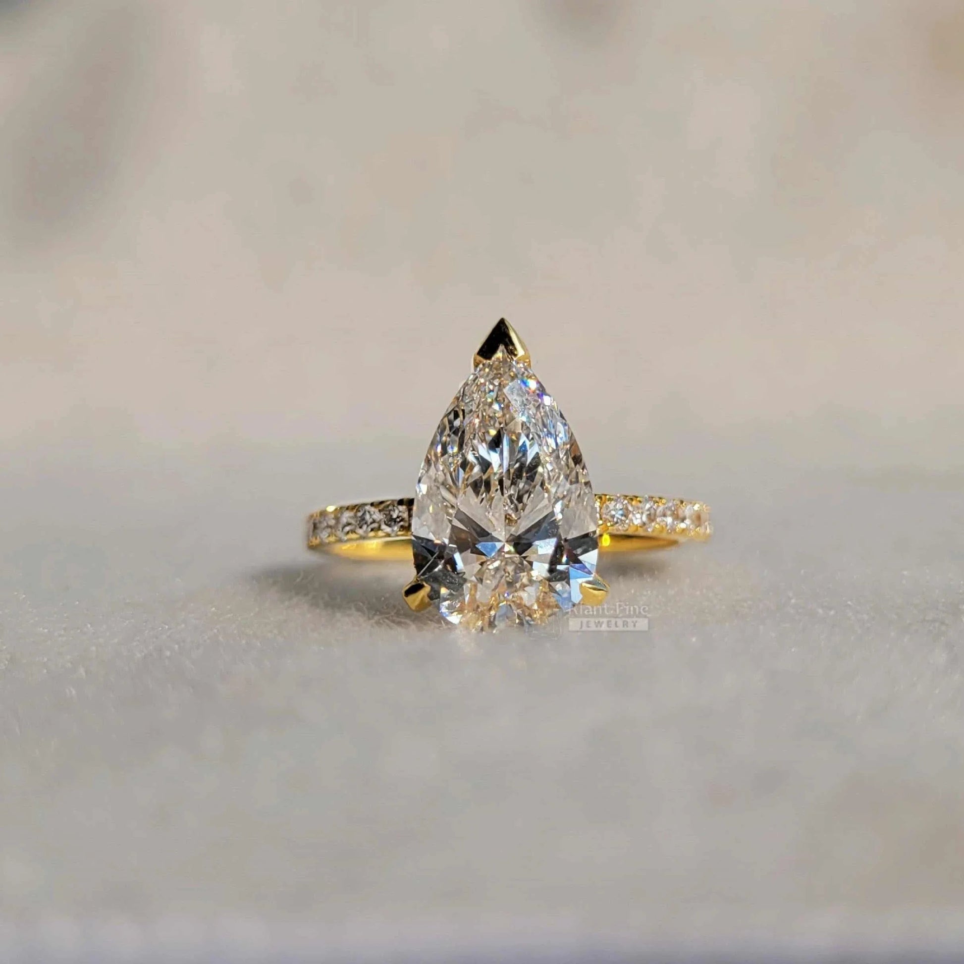 Hidden Halo Pear Cut Lab Diamond Engagement Ring - Riant Fine Jewelry LLC
