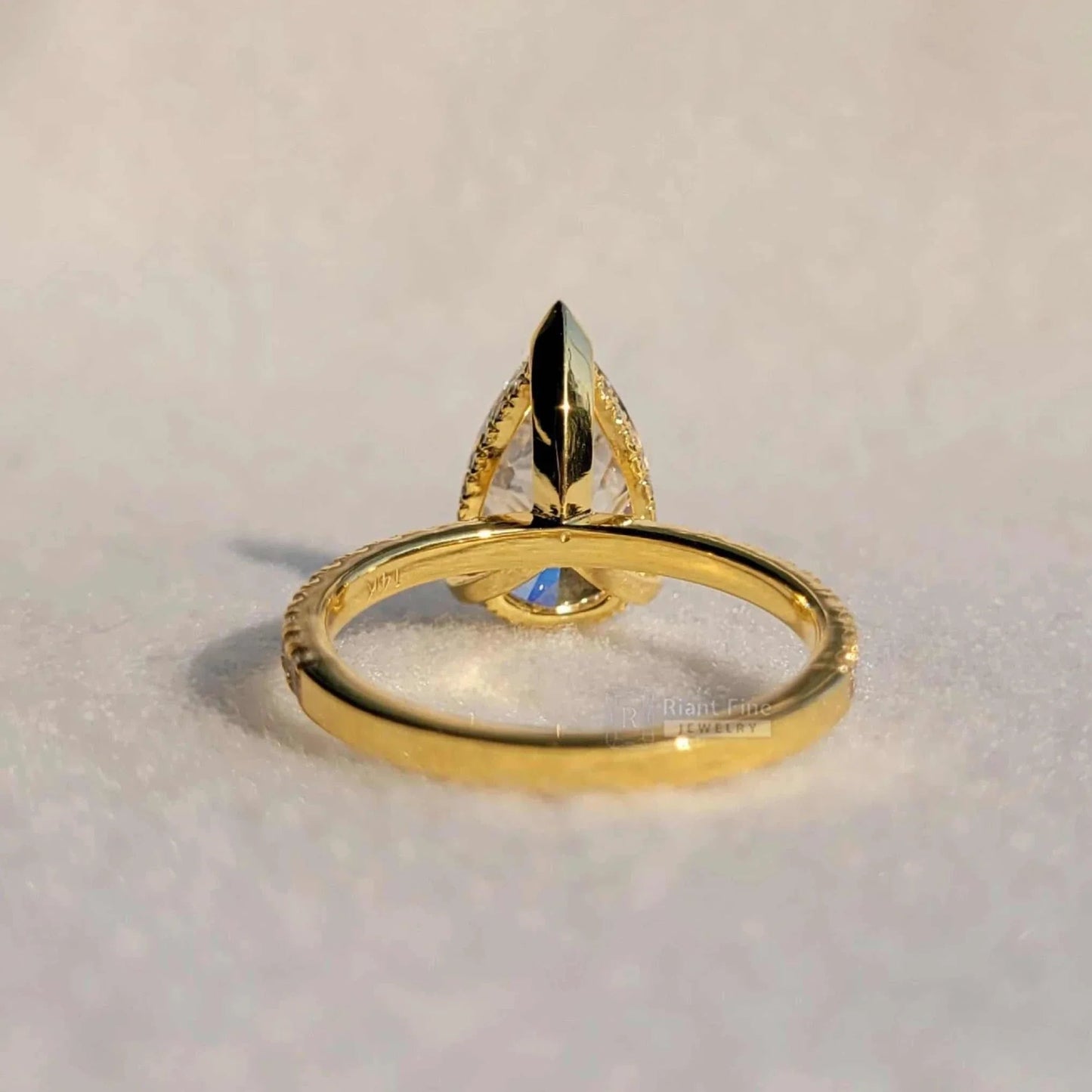 Hidden Halo Pear Cut Lab Diamond Engagement Ring - Riant Fine Jewelry LLC