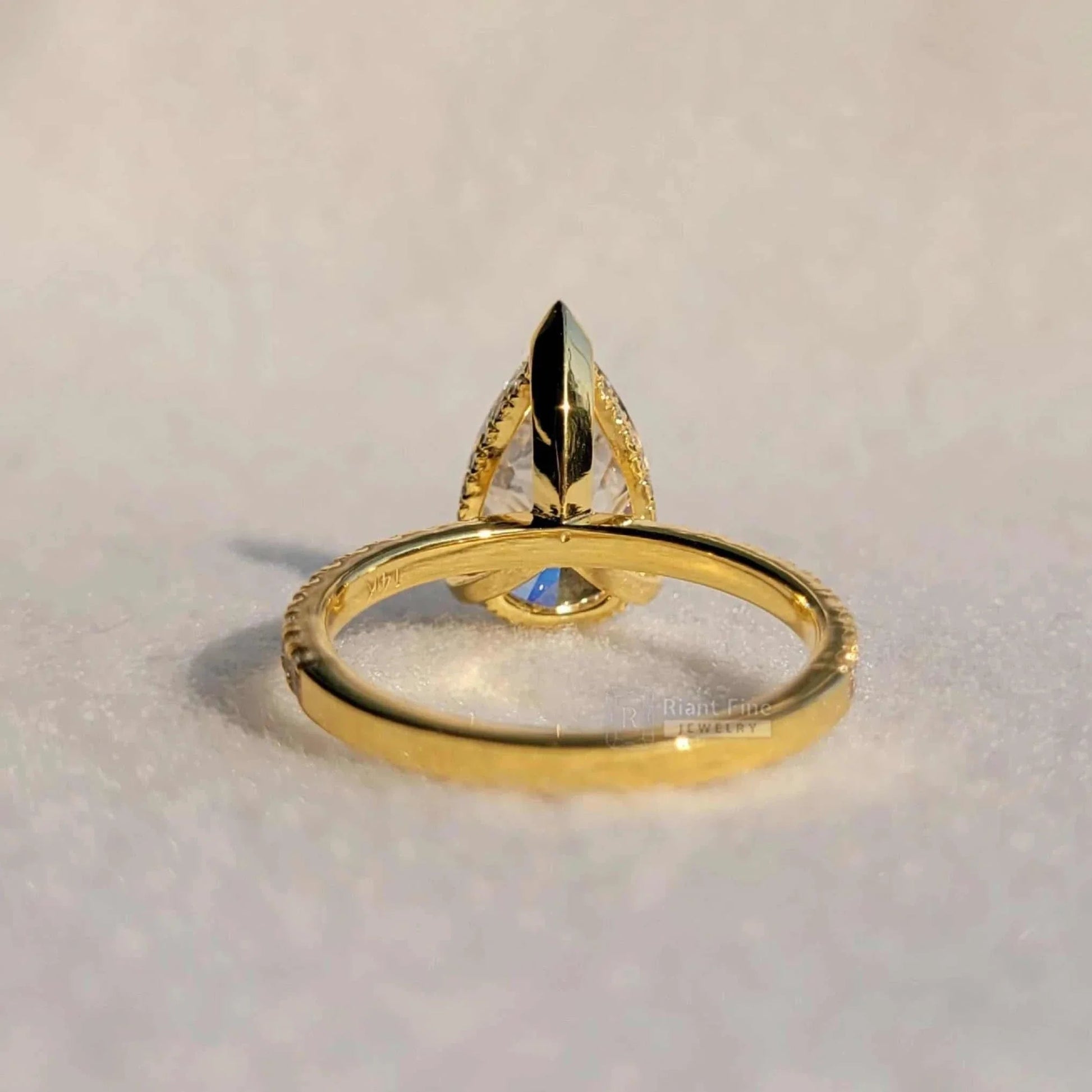 Hidden Halo Pear Cut Lab Diamond Engagement Ring - Riant Fine Jewelry LLC