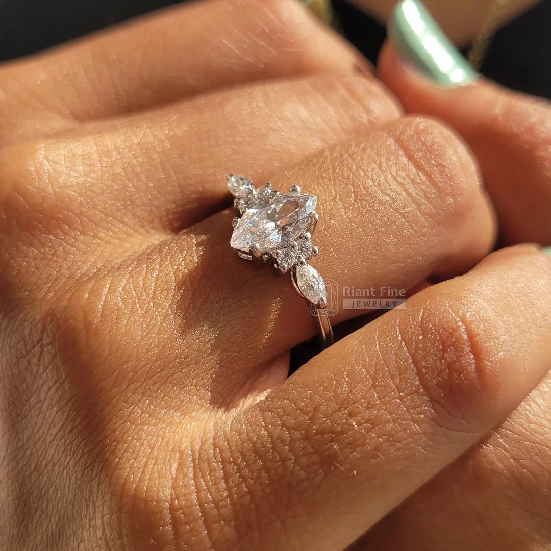 IGI Certified Marquise Diamond Vintage Engagement Ring - Riant Fine Jewelry