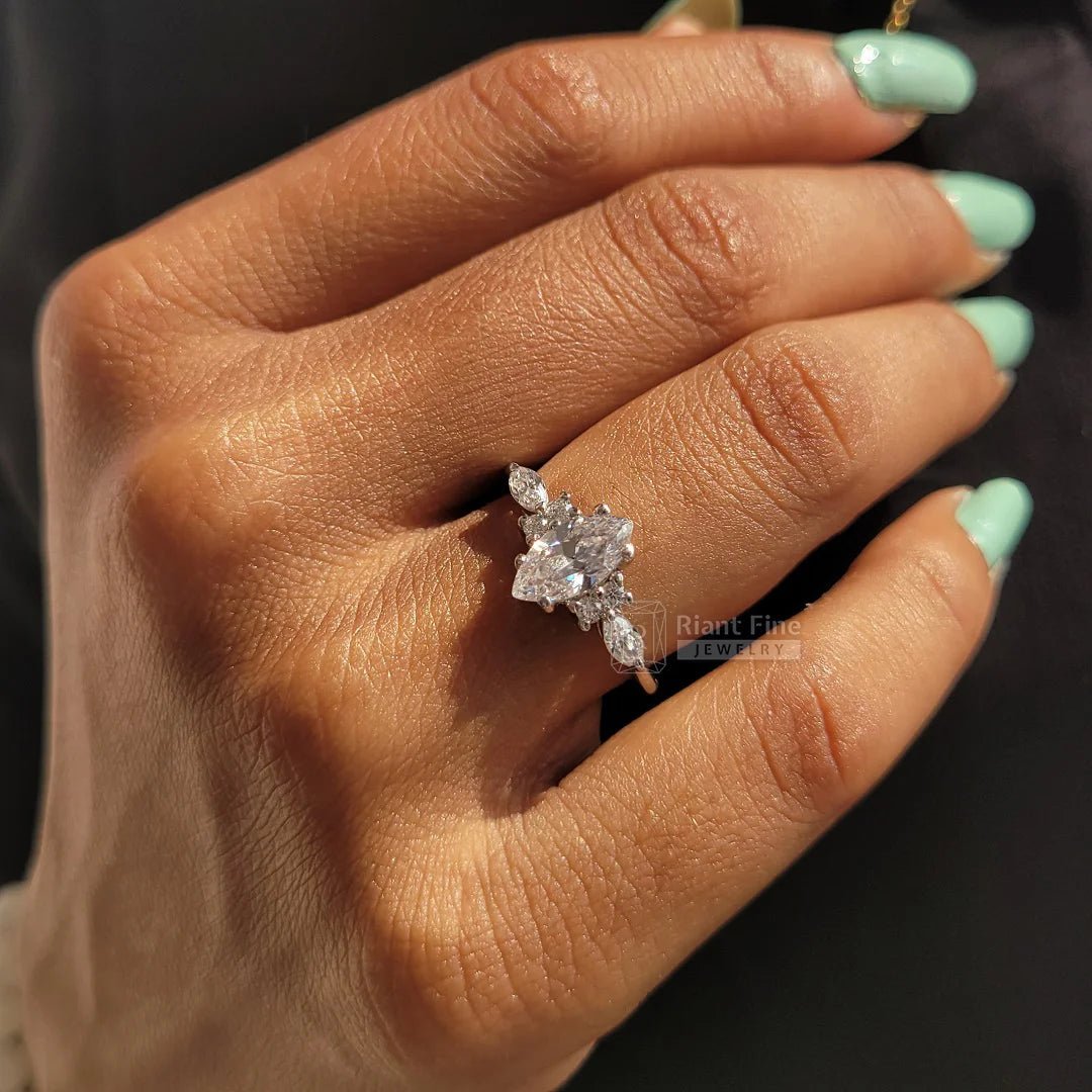 IGI Certified Marquise Diamond Vintage Engagement Ring - Riant Fine Jewelry