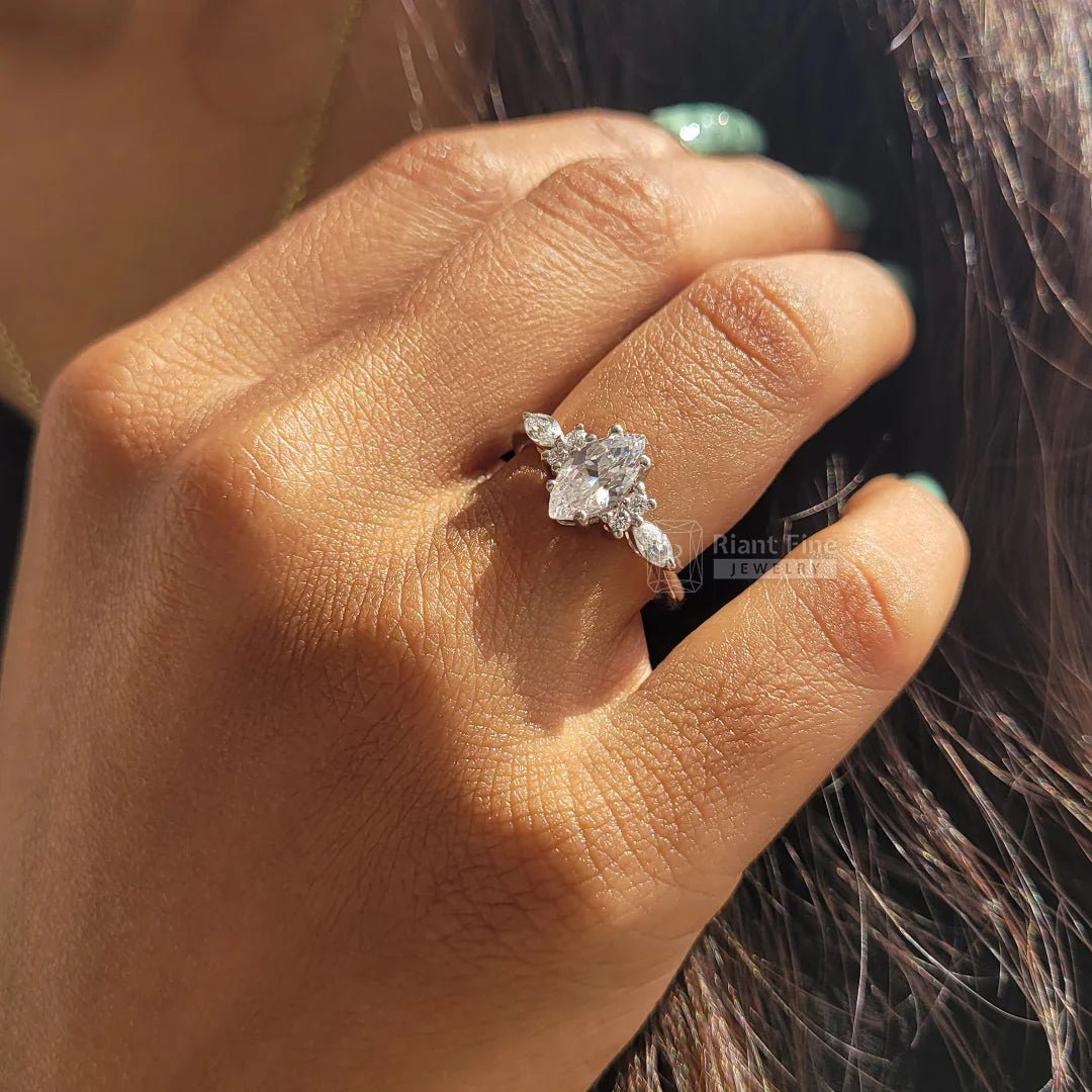 IGI Certified Marquise Diamond Vintage Engagement Ring - Riant Fine Jewelry