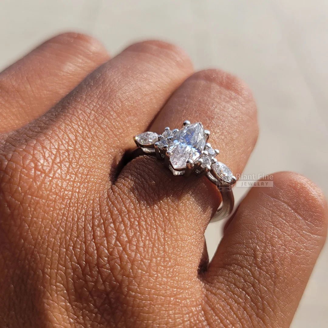 IGI Certified Marquise Diamond Vintage Engagement Ring - Riant Fine Jewelry