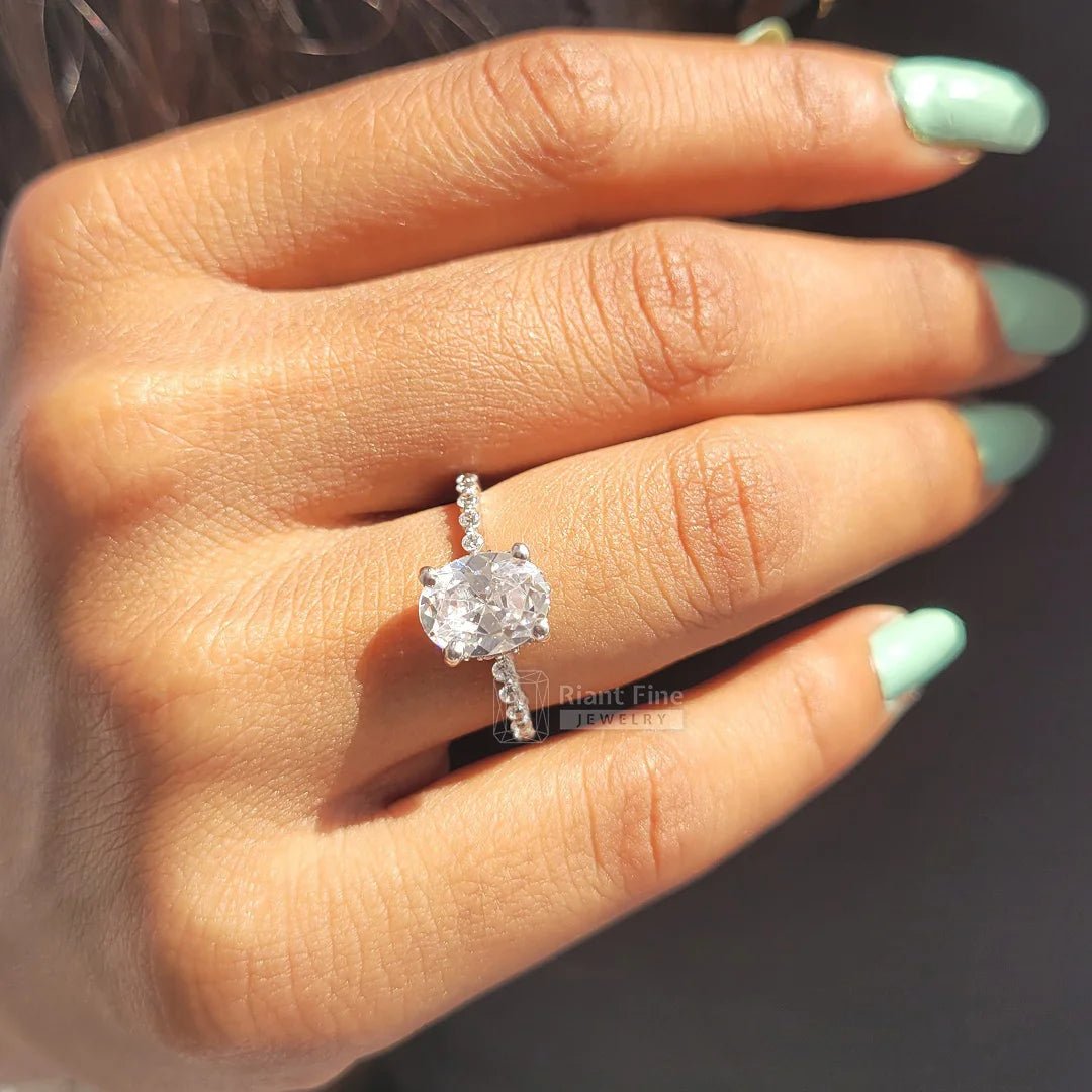 IGI Certified Oval Diamond Hidden Halo Engagement Ring - Riant Fine Jewelry