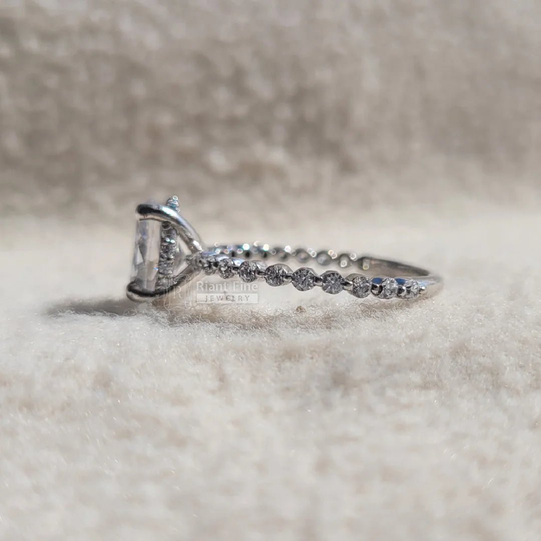 IGI Certified Oval Diamond Hidden Halo Engagement Ring - Riant Fine Jewelry