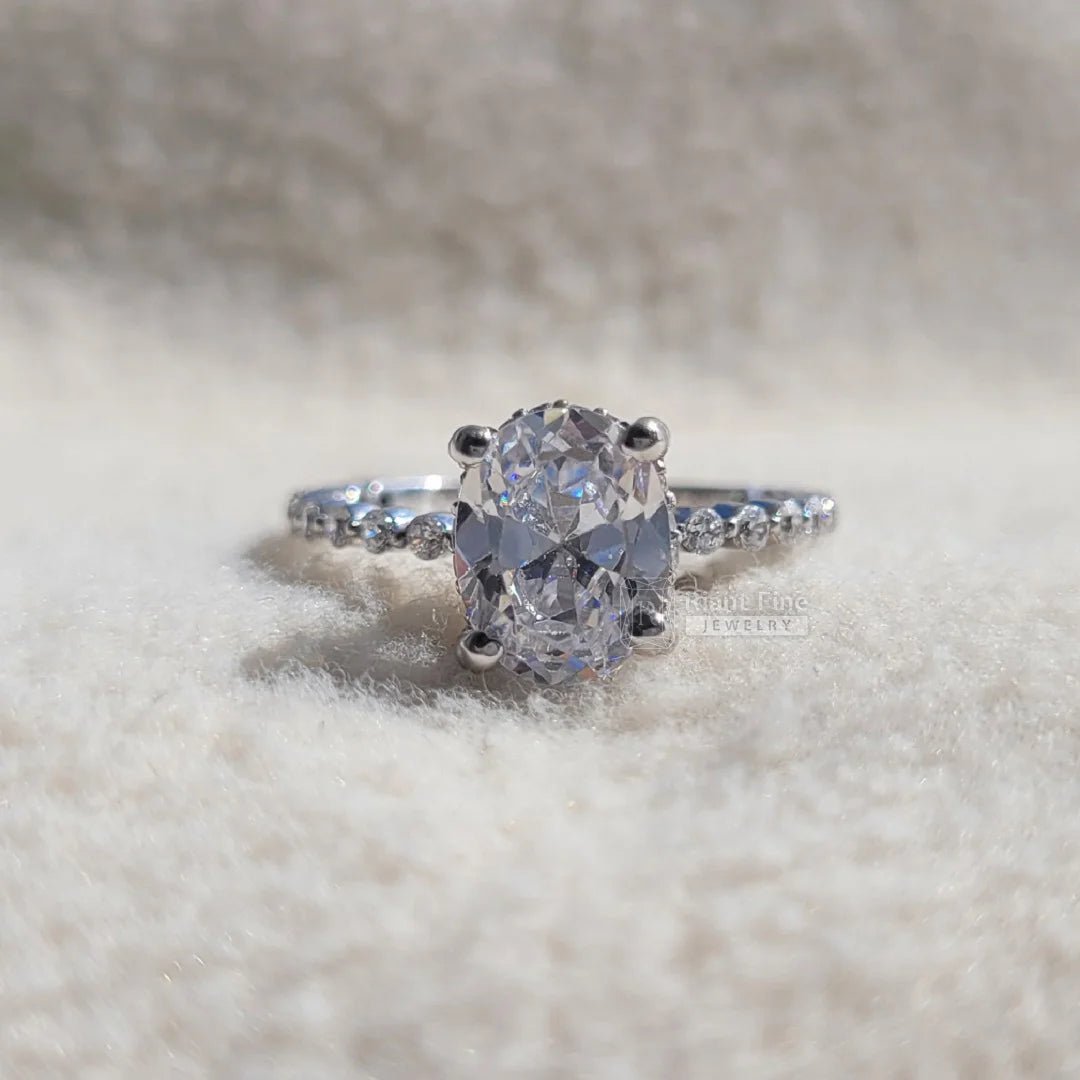 IGI Certified Oval Diamond Hidden Halo Engagement Ring - Riant Fine Jewelry