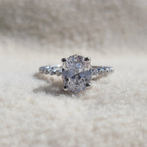 IGI Certified Oval Diamond Hidden Halo Engagement Ring