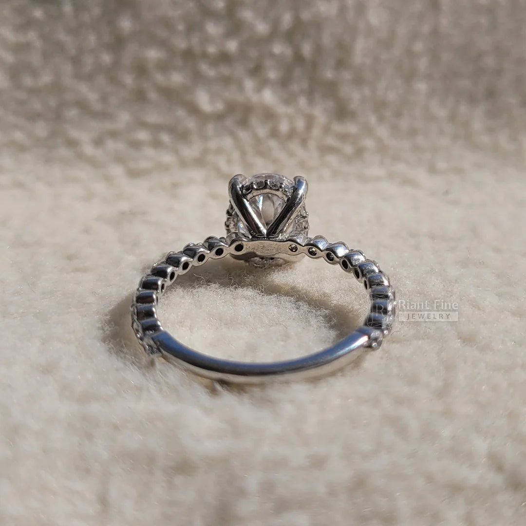 IGI Certified Oval Diamond Hidden Halo Engagement Ring - Riant Fine Jewelry