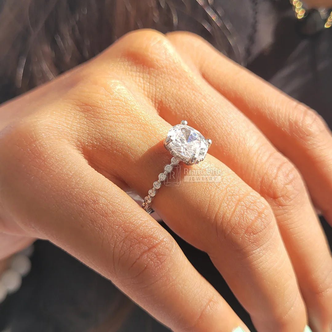 IGI Certified Oval Diamond Hidden Halo Engagement Ring - Riant Fine Jewelry