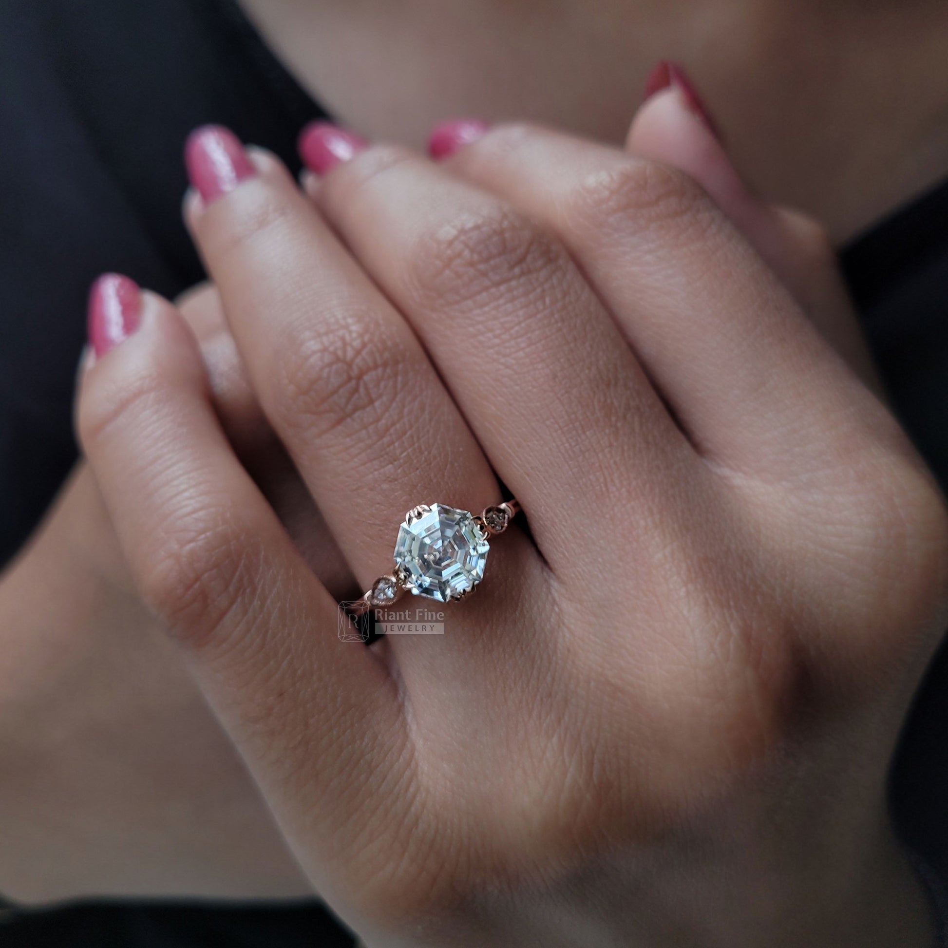 2 carat square emerald lab diamond rings