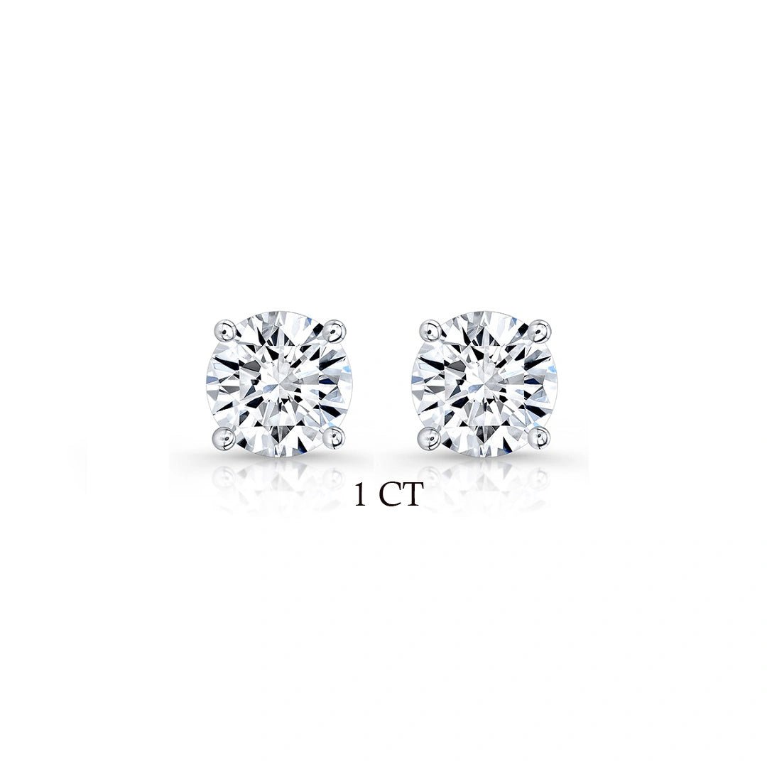 Lab Grown Diamond Stud Earrings in 925 Sterling Silver - Riant Fine Jewelry LLC