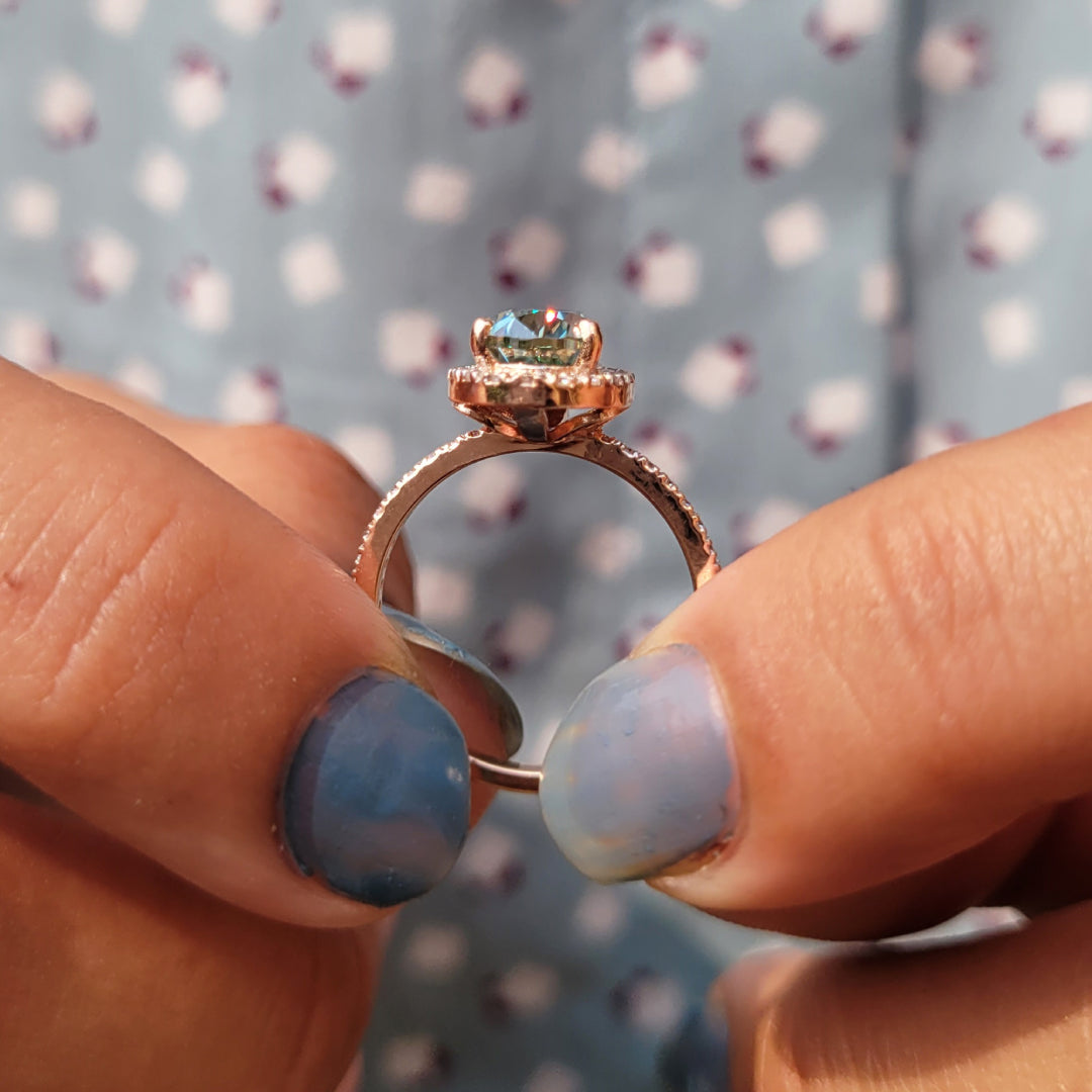 colorless D-E-F moissanite engagement ring design