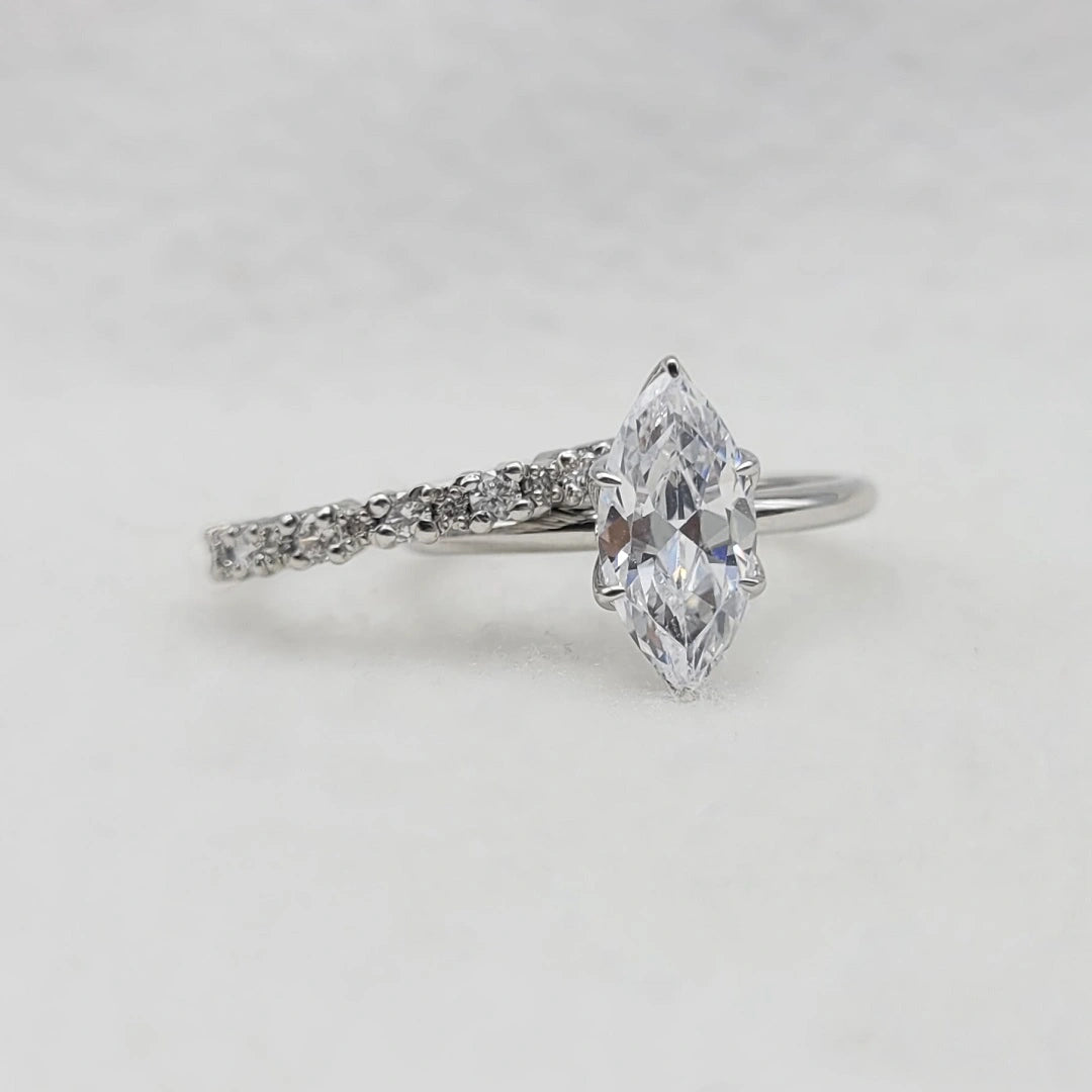 Tulip Setting Marquise Diamond Ring Set