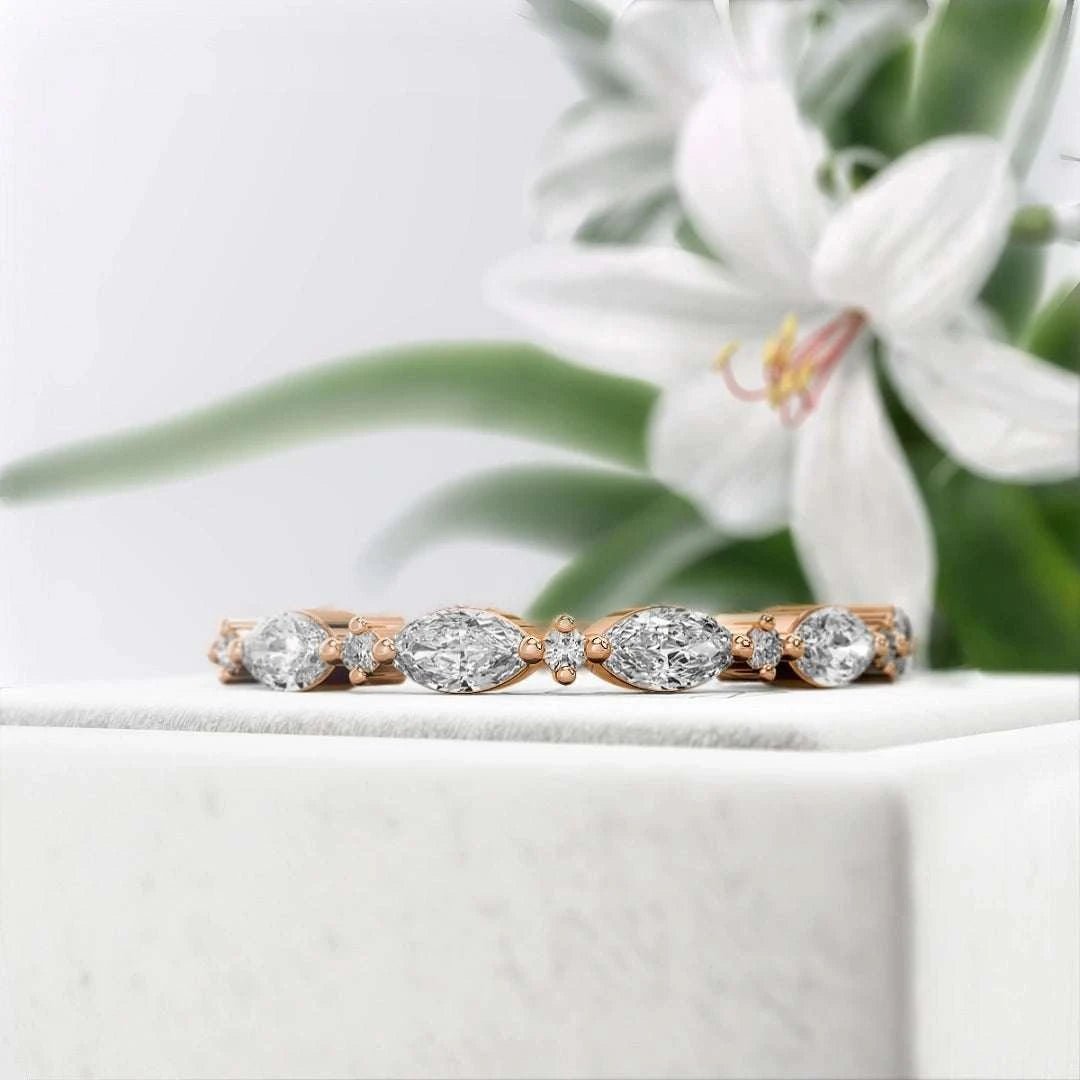 Marquise Diamond Lab Grown Eternity Band in 14K Gold - Riant Fine Jewelry LLC