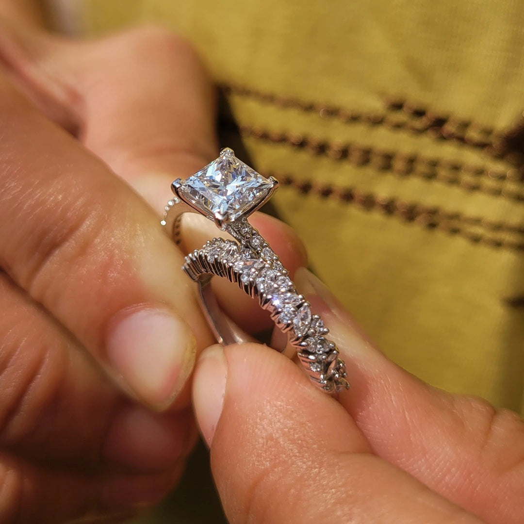 Luxury Princess Cut Diamond Bridal Set