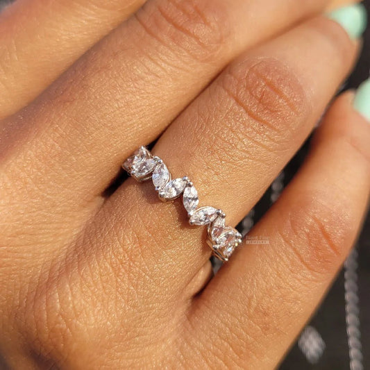 Marquise Diamond Zig Zag Eternity Wedding Band for Women - Riant Fine Jewelry