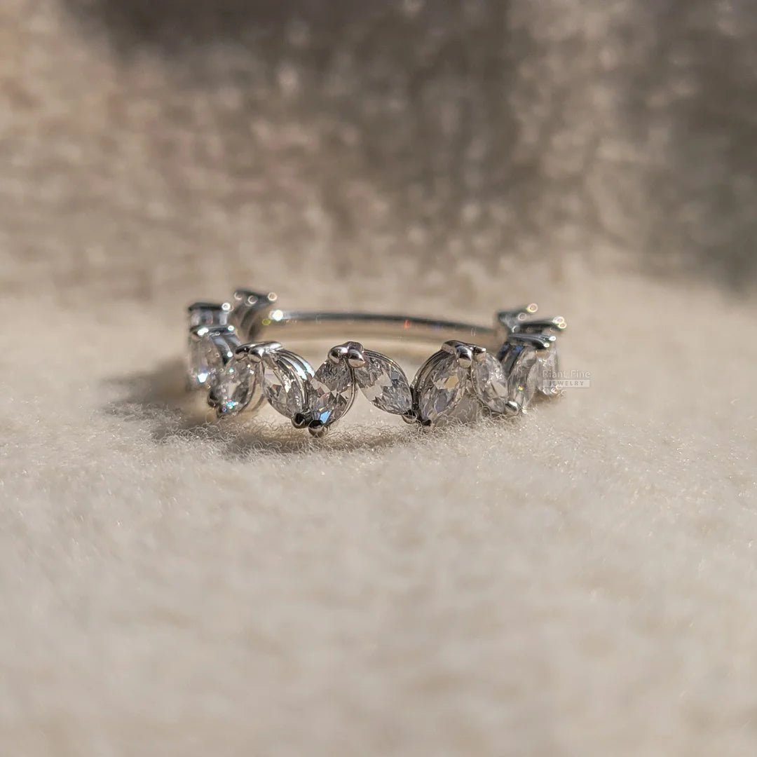 Marquise Diamond Zig Zag Eternity Wedding Band for Women - Riant Fine Jewelry