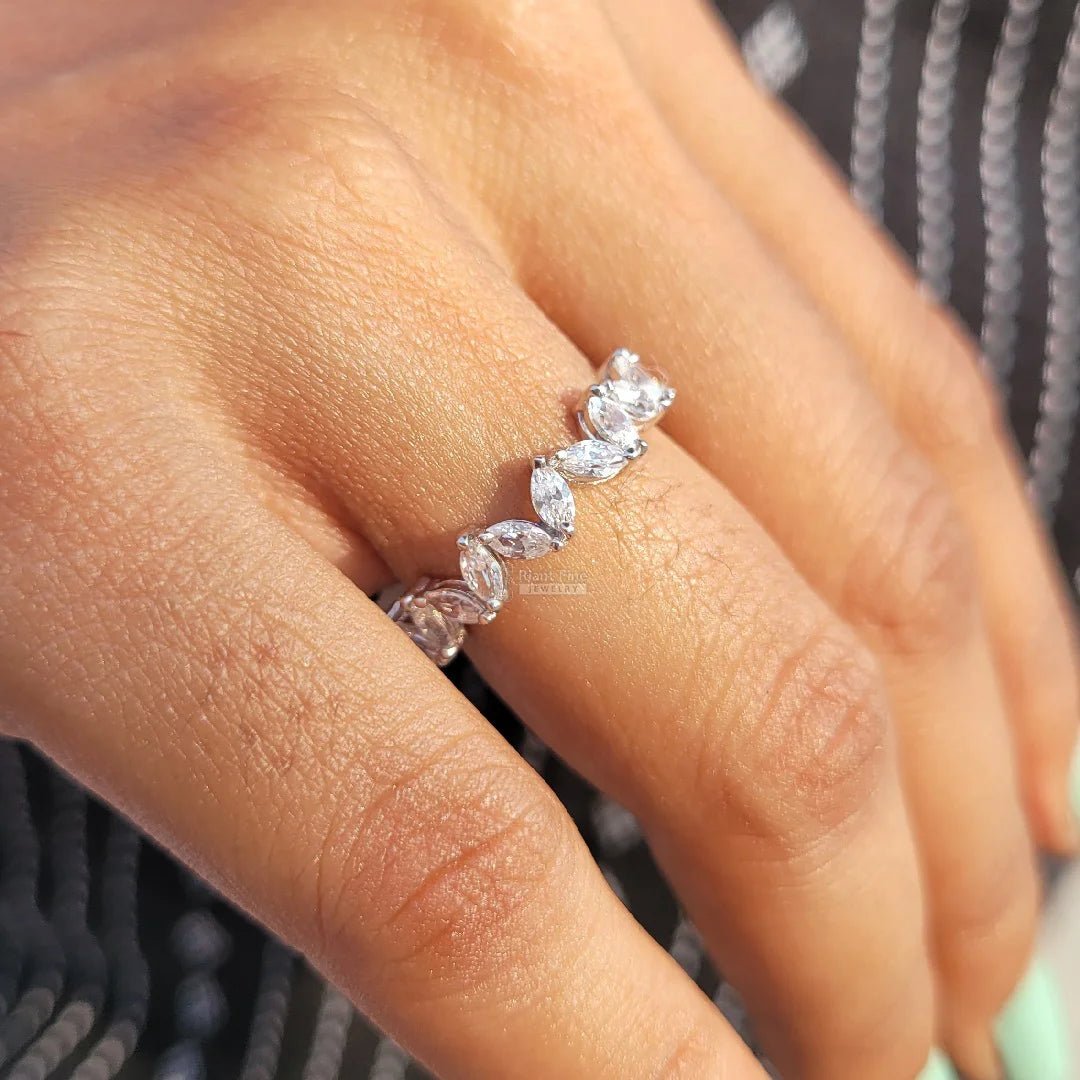Marquise Diamond Zig Zag Eternity Wedding Band for Women - Riant Fine Jewelry