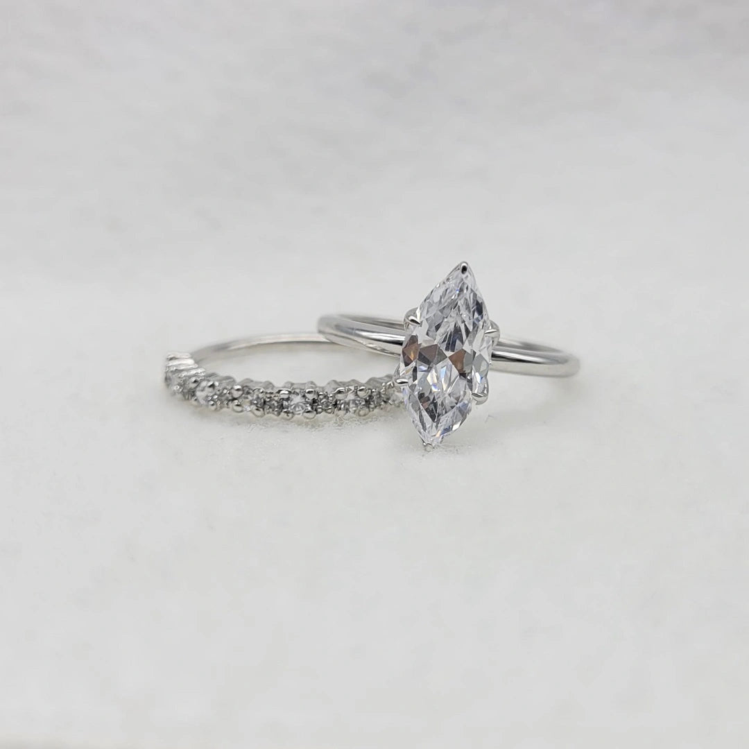 Marquise Cut Lab Grown Diamond Engagement Ring Set