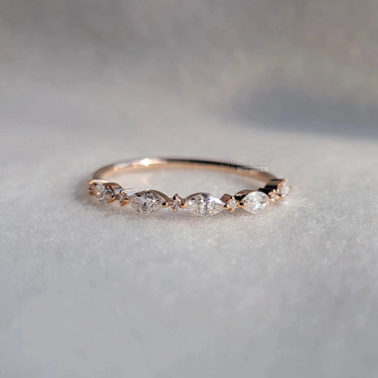 Riant Fine Jewelry : marquise cut diamond wedding bands, lab grown diamonds, 14k rose gold bands, stacking rings, diamond rings under 500