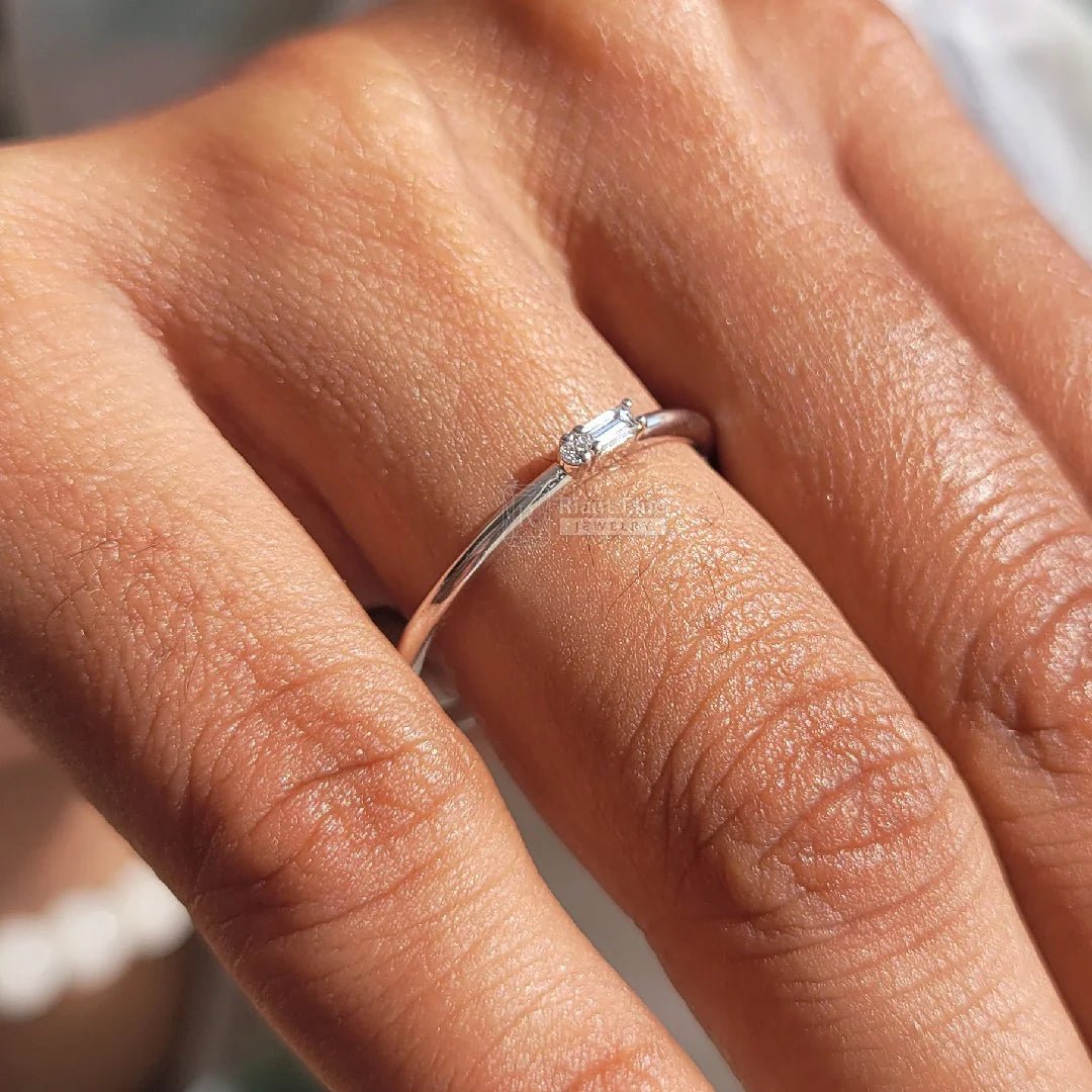 Minimalist Baguette Diamond Promise Ring for Women - Riant Fine Jewelry LLC