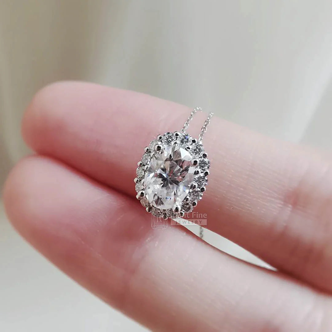 1 Ct Oval Drop Moissanite Pendant