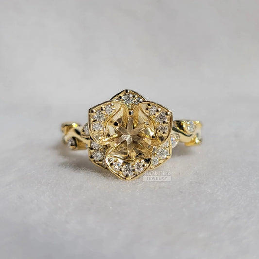 Riant Fine Jewelry : vintage engagement rings for women, semi mount diamond rings, art deco flower design rings