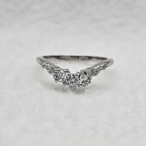 Multi Shape Diamond Curved Wedding Band in 14K Gold