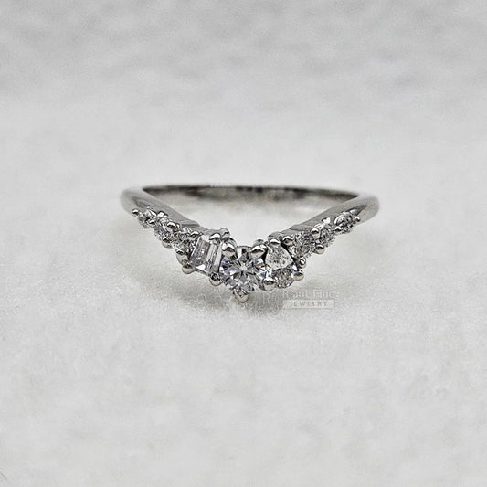 Multi Shape Diamond Curved Wedding Band in 14K Gold - Riant Fine Jewelry