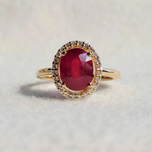 Natural Glass Fill Ruby Engagement Ring