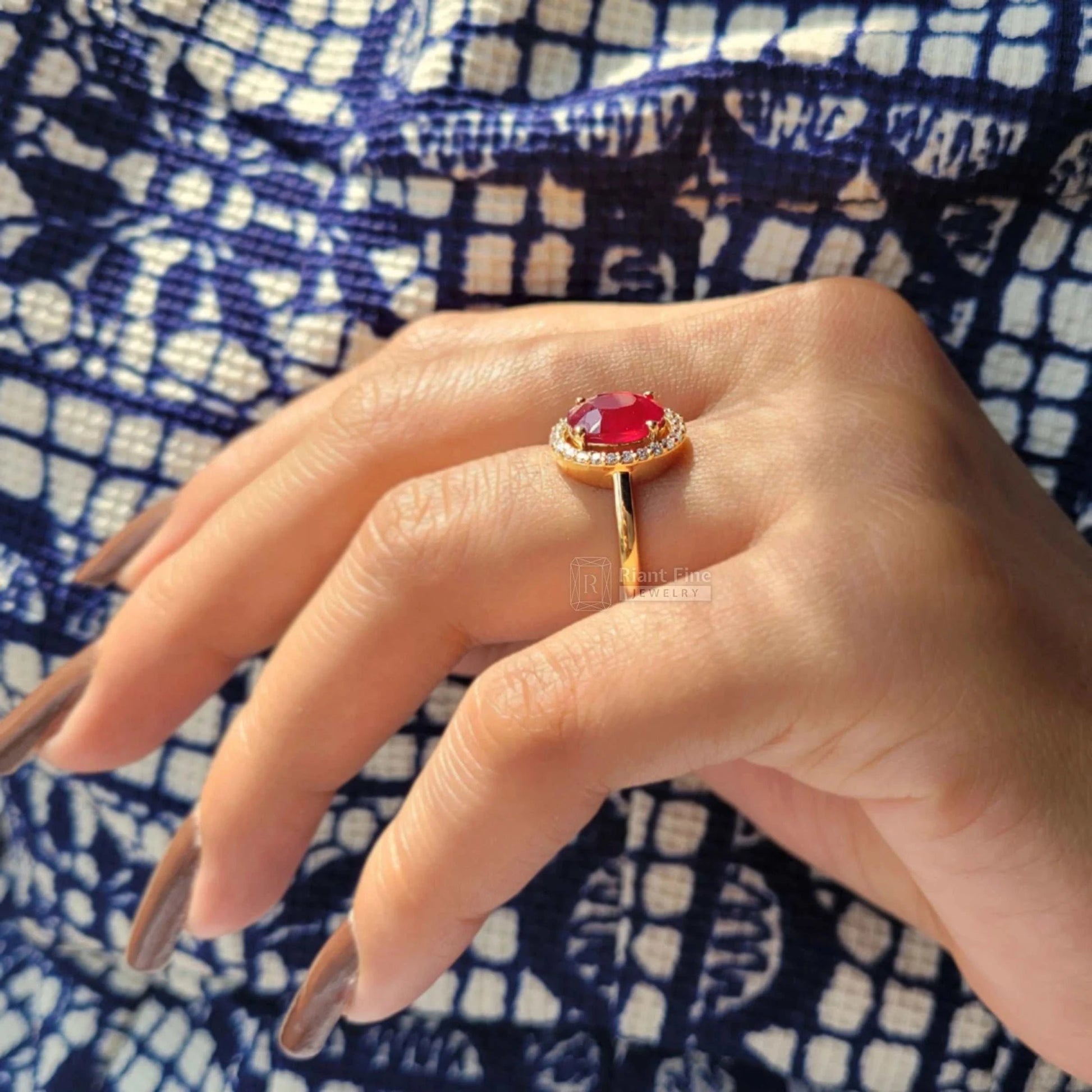 Natural Glass Fill Ruby Engagement Ring - Riant Fine Jewelry LLC