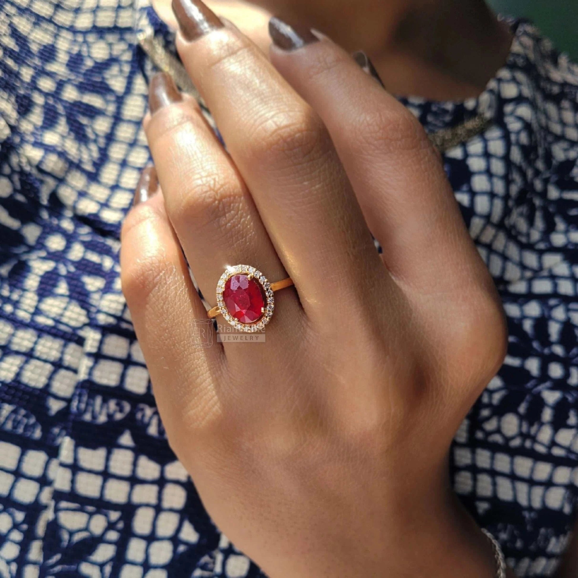 Natural Glass Fill Ruby Engagement Ring - Riant Fine Jewelry LLC
