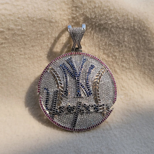 NY Yankees Pendant Necklace Moissanite