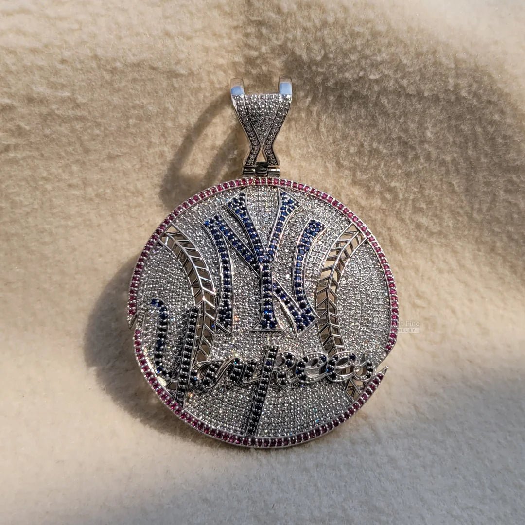 NY Yankees Pendant Necklace With Round Moissanite - Riant Fine Jewelry