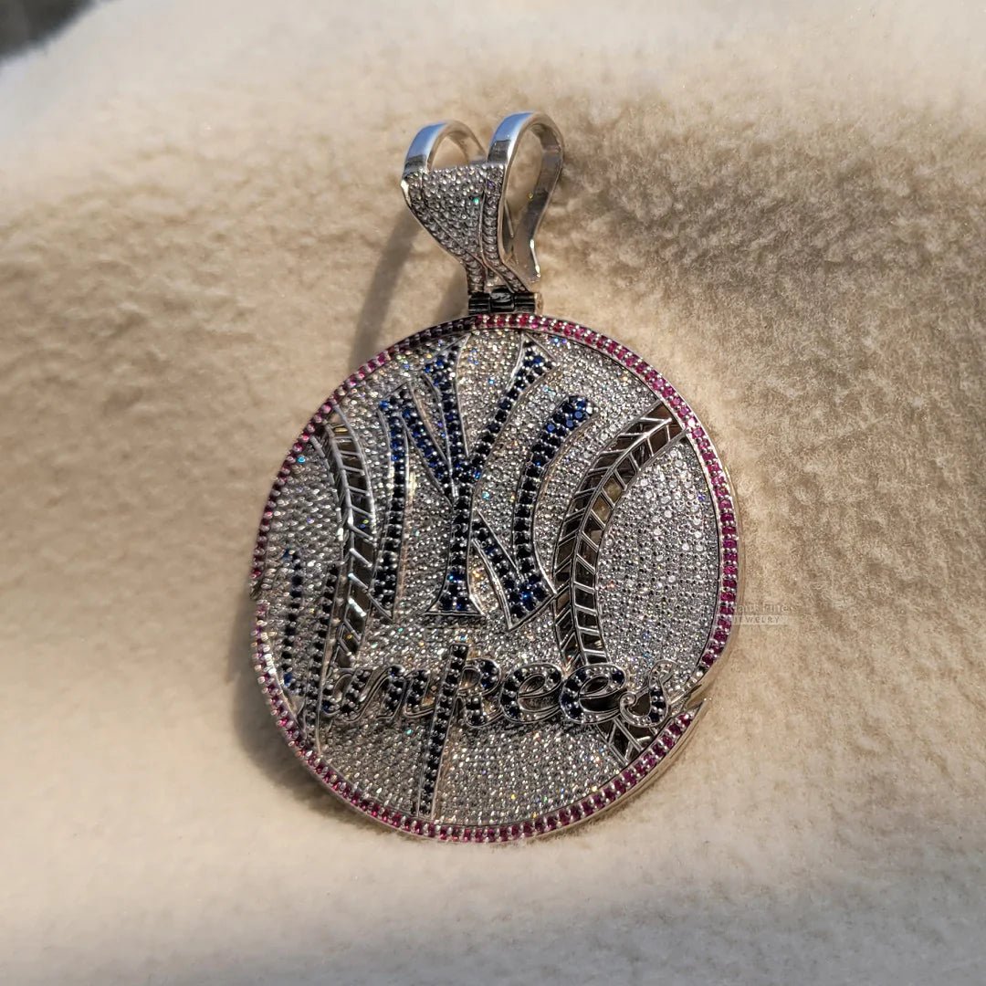 NY Yankees Pendant Necklace With Round Moissanite - Riant Fine Jewelry