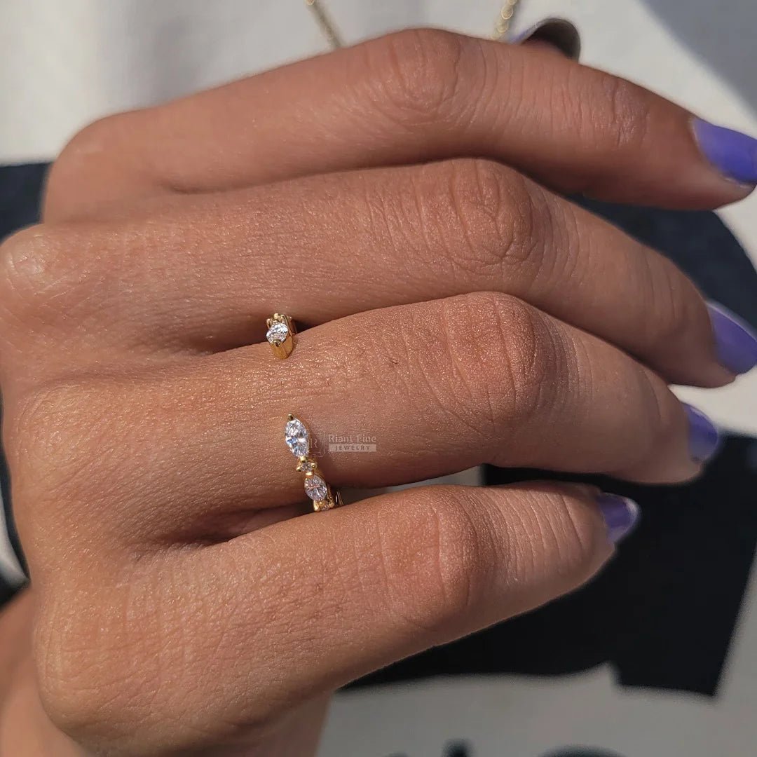 Open Gap Marquise Diamond Half Eternity Band - Riant Fine Jewelry