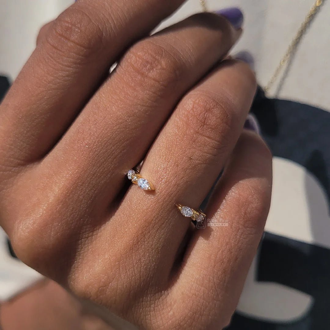 Open Gap Marquise Diamond Half Eternity Band - Riant Fine Jewelry