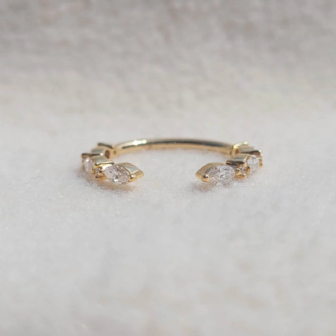 Open Gap Marquise Diamond Half Eternity Band - Riant Fine Jewelry