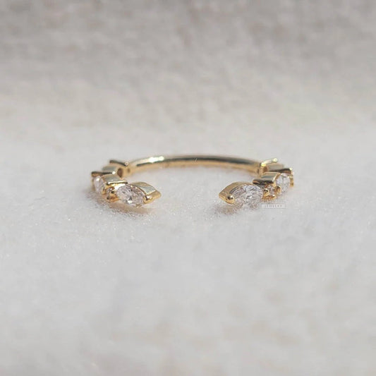 Open Gap Marquise Diamond Half Eternity Band - Riant Fine Jewelry