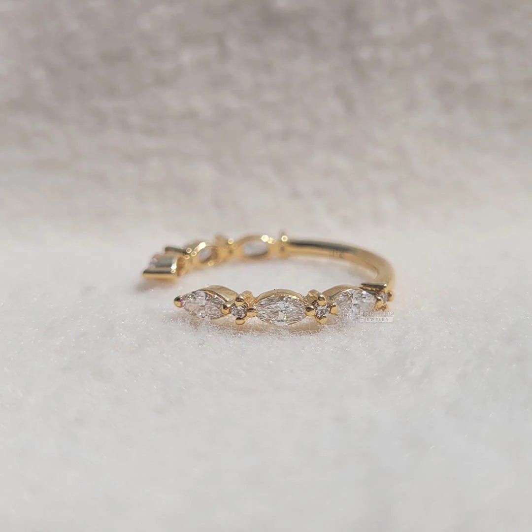Open Gap Marquise Diamond Half Eternity Band - Riant Fine Jewelry