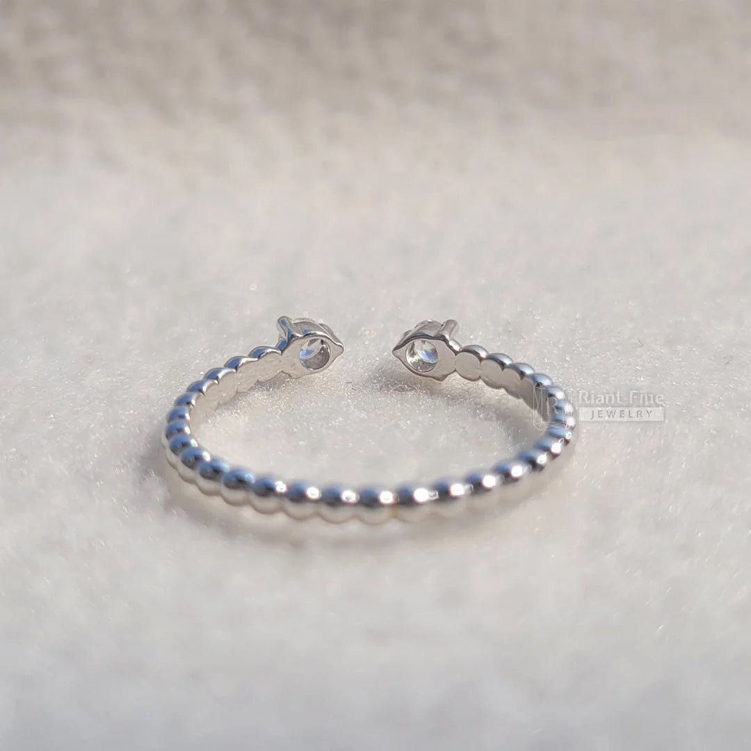 Open Gap Round Diamond Wedding Ring In 14K Gold - Riant Fine Jewelry