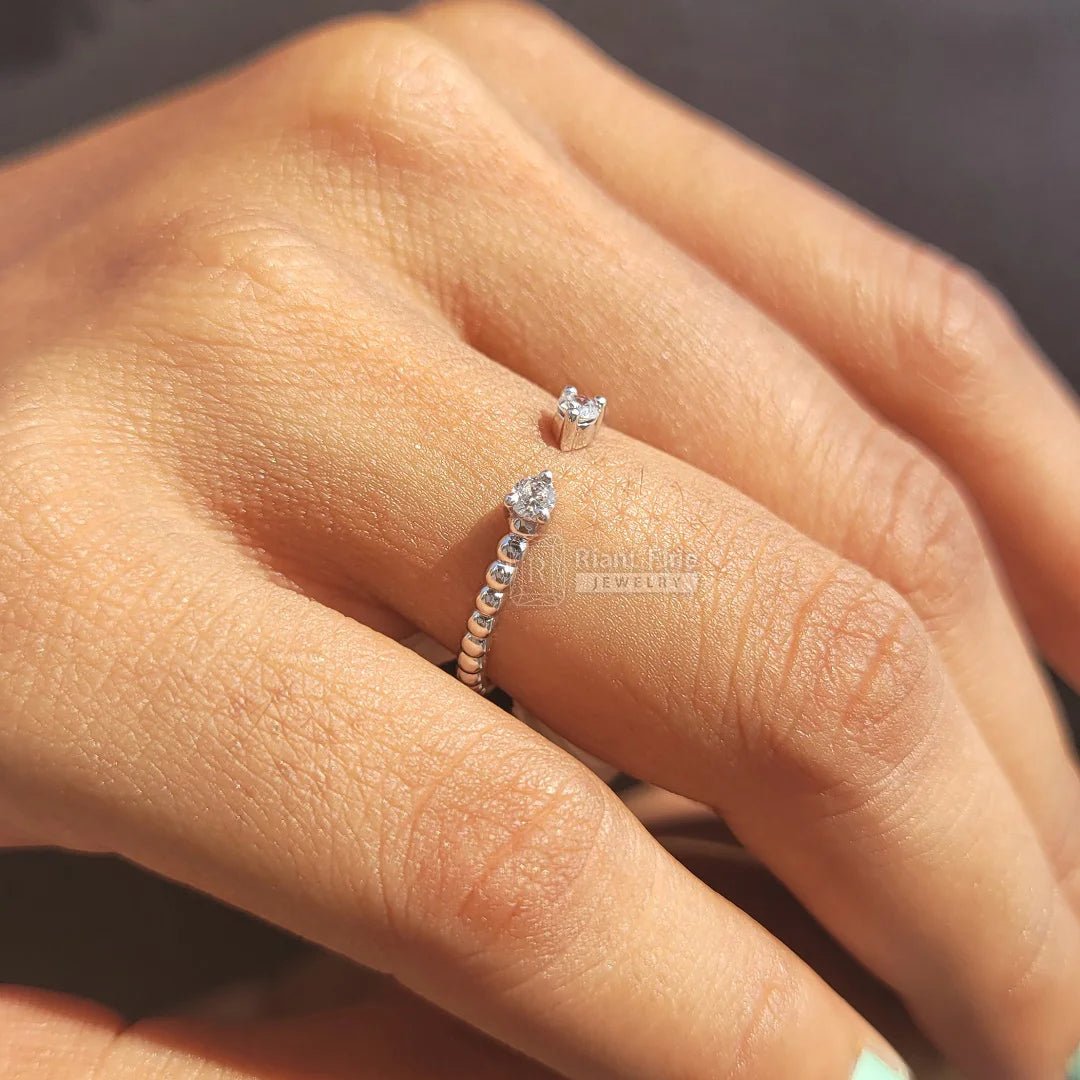 Open Gap Round Diamond Wedding Ring In 14K Gold - Riant Fine Jewelry