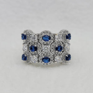 Oval and Round Moissanite Mens Wedding Ring