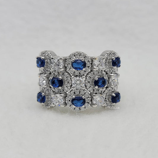 Oval and Round Moissanite Mens Wedding Ring - Riant Fine Jewelry