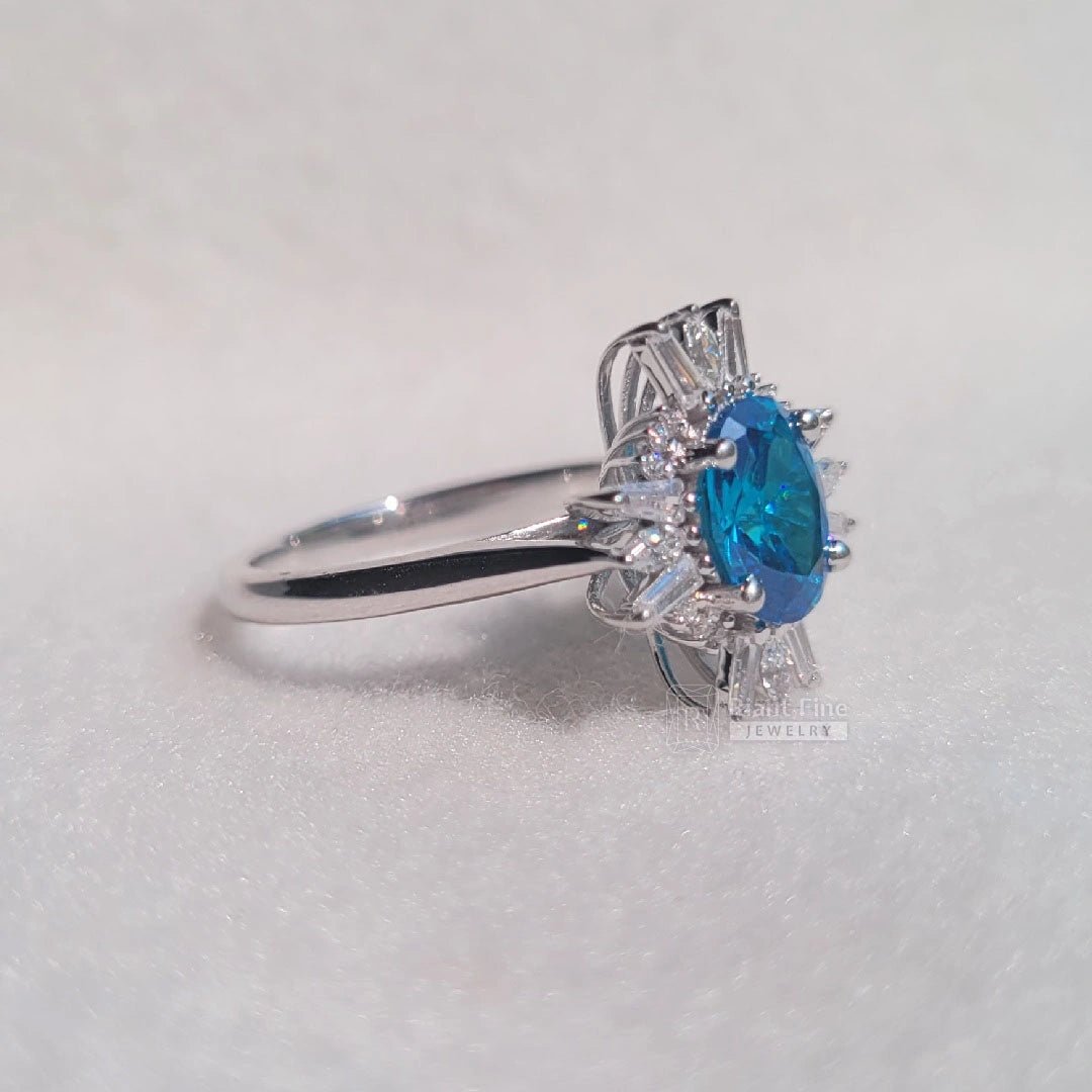 Oval Cut Blue Sapphire Engagement Ring in 14K Gold - Riant Fine Jewelry