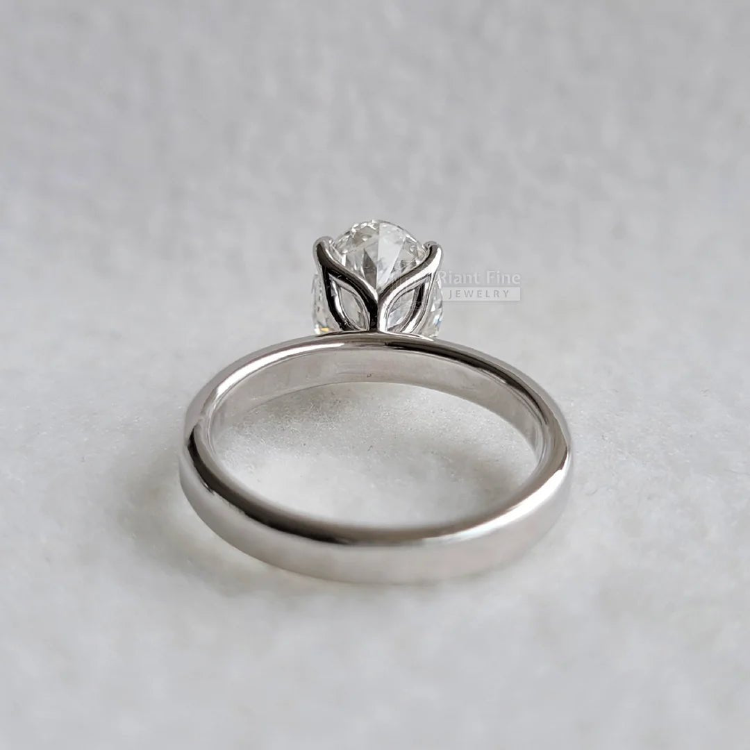 Oval Cut Lab Diamond Unique Engagement Ring In 14K Gold - Riant Fine Jewelry