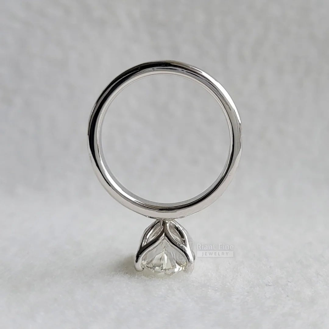 Oval Cut Lab Diamond Unique Engagement Ring In 14K Gold - Riant Fine Jewelry