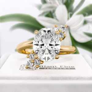Oval Cut Lab Grown Diamond Cluster Engagement Ring