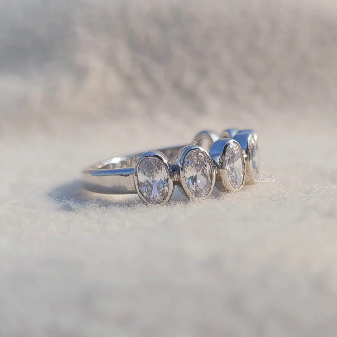 Oval Diamond Half Eternity Wedding Band - Riant Fine Jewelry LLC